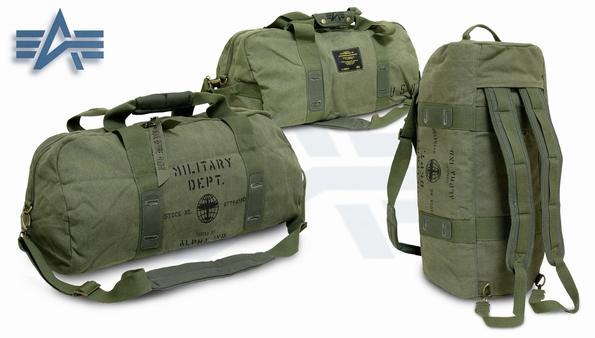- "Volunteer Duffle Bag" Fatigue Green Alpha Industries