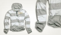 Толстовка на молнии с капюшоном "Stripe Zipper Hoodie" White/Grey